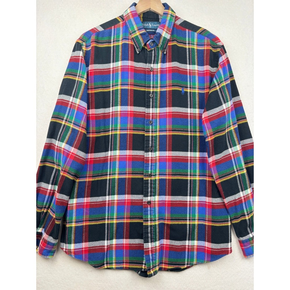 Ralph Lauren Flannel Shirt Mens XL Custom Fit Plaid Button Down Heritage